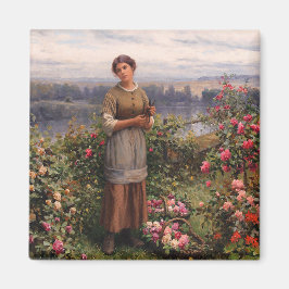 Julia Gathering Rozen (Beauful Girl en Flowers) Magneet