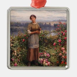 Julia Gathering Rozen (Beauful Girl en Flowers) Metalen Ornament
