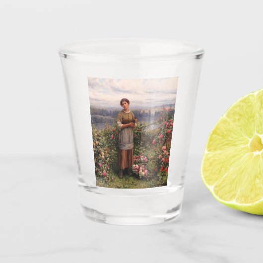 Julia Gathering Rozen (Beauful Girl en Flowers) Shot Glas (Voorkant)