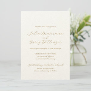 Julia Gold Traditionele Elegante Bruiloft Kaart