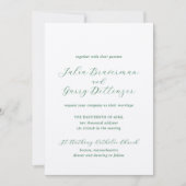 Julia Hunter Groen Traditionele Elegante Huwelijk Kaart (Voorkant)