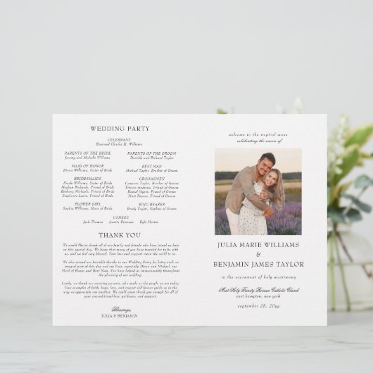 Julia katholiek Wedding Mass Ceremony Programma (Staand voorkant)