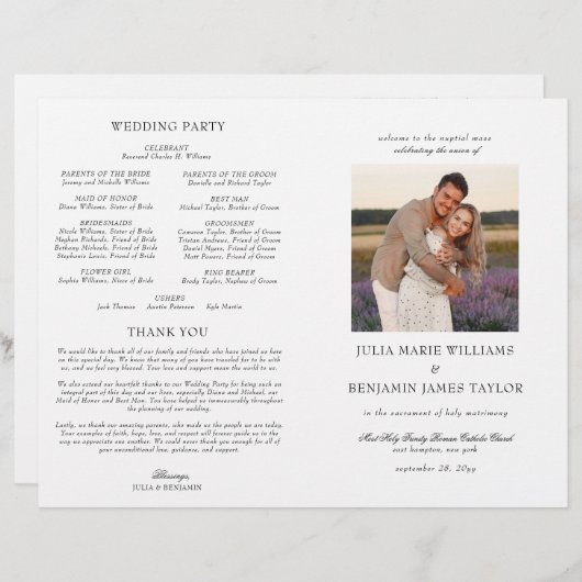 Julia katholiek Wedding Mass Ceremony Programma (Voorkant / Achterkant)