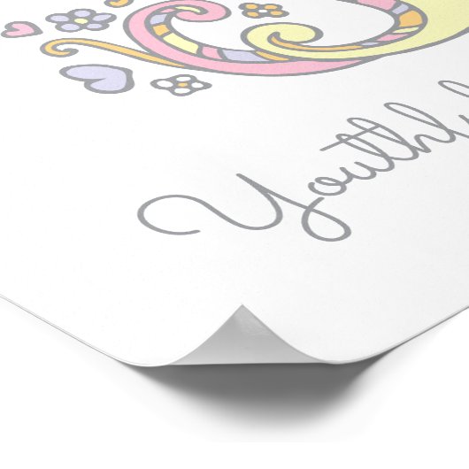 Julia naam en betekenis krabbel initiaal kunstpost poster (Hoek)