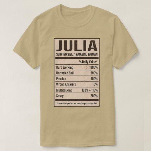 Julia Nutrition Facts Name Nickname Alias Title Fr T-shirt (Design voorkant)