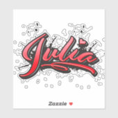 Julia red Heart Graffiti Aufkleber Sticker (Vel)