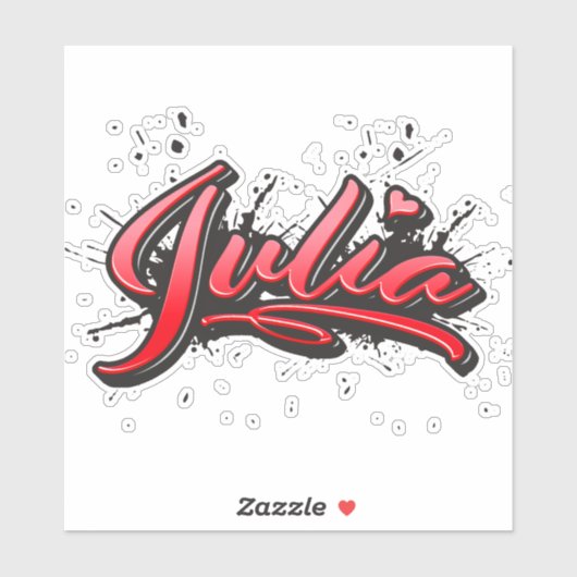 Julia red Heart Graffiti Aufkleber Sticker (Vel)