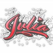 Julia red Heart Graffiti Aufkleber Sticker (Voorkant)