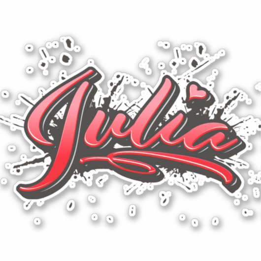 Julia red Heart Graffiti Aufkleber Sticker (Voorkant)