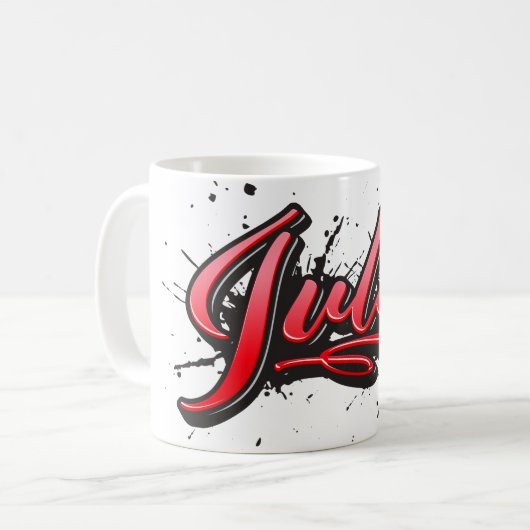 Julia red Heart Graffiti Tasse Kaffeetasse Koffiemok (Voorkant links)