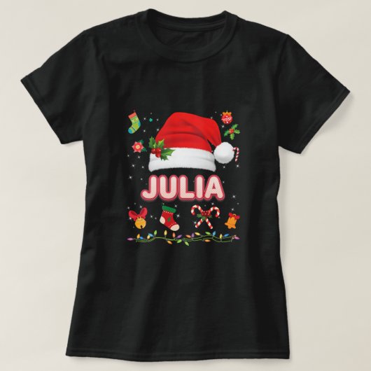 Julia Santa Claus Pet Family Merry Kerstmis T-shirt (Design voorkant)