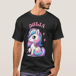 Julia Schattige Eenhoorn Design voor Meisjes Naam T-shirt