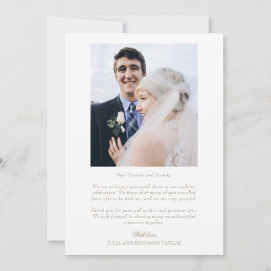 Julia Simple Gold Script 2 Photo Wedding Bedankkaart (Achterkant)