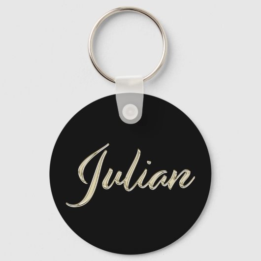 Julian Naam witgoud Button Sleutelhanger (Voorkant)