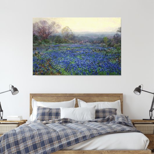Julian Onderdonk - Veld van Bluebonnets Canvas Afdruk (Insitu (Slaapkamer))
