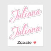 Juliana Decoratieve Naam in Roze x2 Sticker (Vel)