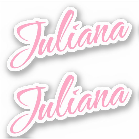 Juliana Decoratieve Naam in Roze x2 Sticker (Voorkant)