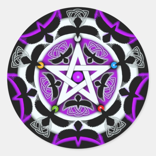 Julia's Crow Pentacle Ronde Sticker (Voorkant)