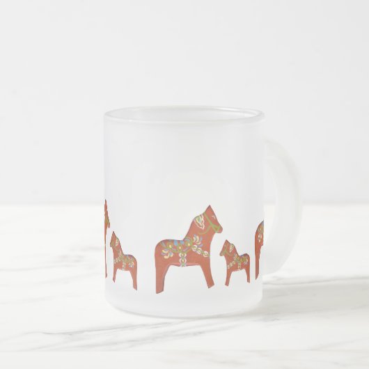 Julia's Dala Horse Frosted Glass Mok (Voorkant rechts)
