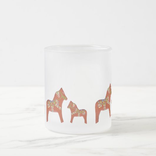 Julia's Dala Horse Frosted Glass Mok (Center)