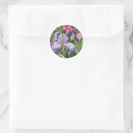 Julia's Iris Garden Ronde Sticker (Tas)