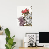 Julie De Graag Chrysanthemums Art Floral Woodcut Poster (Thuiskantoor)