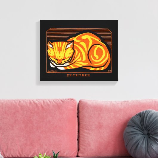 Julie de Graag December Cat Canvas Afdruk (Insitu (Woonkamer))