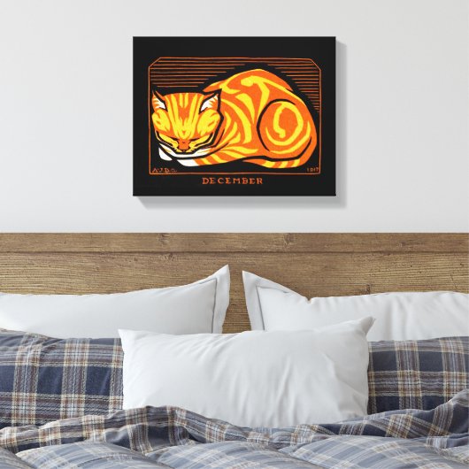 Julie de Graag December Cat Canvas Afdruk (Insitu (Slaapkamer))