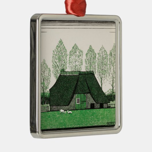 Julie de Graag, Farmhouse met Thatched Roof, Metalen Ornament (Rechts)