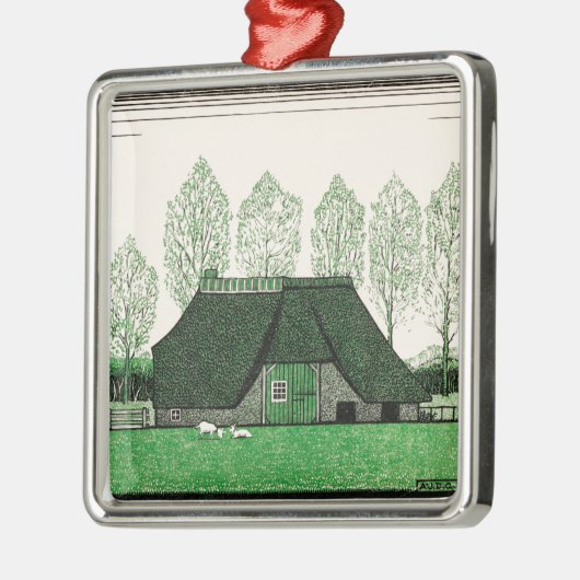 Julie de Graag, Farmhouse met Thatched Roof, Metalen Ornament (Links)