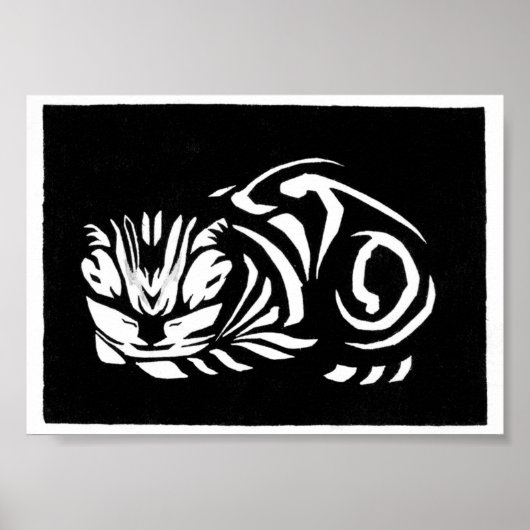 Julie de Graag Houtsnede kat Poster (Voorkant)