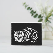 Julie de Graag Woodcut cat Briefkaart (Staand voorkant)
