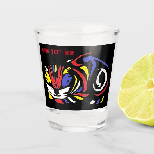 Julie de Graag Woodcut cat Shot Glas (Voorkant)