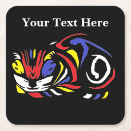 Julie de Graag Woodcut kat (multi kleur) Kartonnen Onderzetters