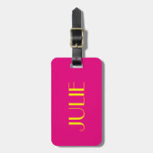 Julie Hot Pink en Geel Bagagelabel (Voorkant verticaal)