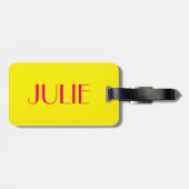 Julie Hot Pink en Geel Bagagelabel (Achterkant horizontaal)