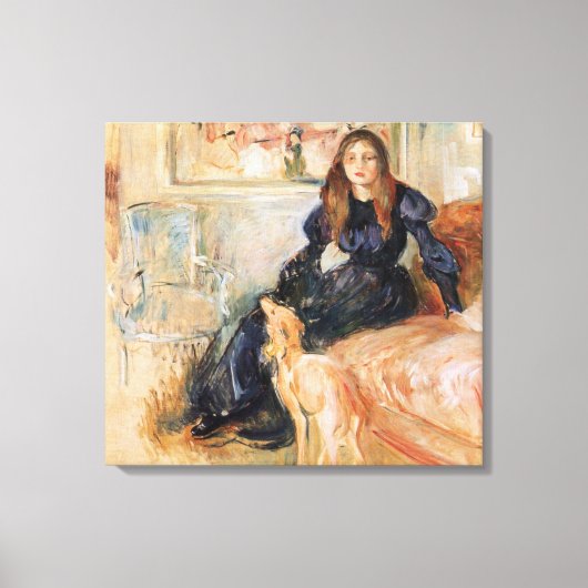 Julie Manet en haar windhond (door Berthe Morisot) Canvas Afdruk (Voorkant)