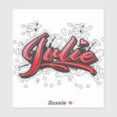 Julie red Heart Graffiti Aufkleber Sticker (Vel)