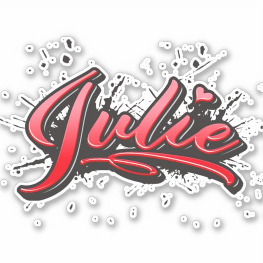 Julie red Heart Graffiti Aufkleber Sticker (Voorkant)