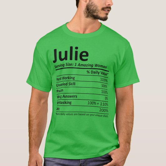 Julie Voeding Gepersonaliseerde Naam Grappig Idee T-shirt (Voorkant)