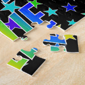 "JULIE" Voornaam, geun "HAPPY BIRTHDAY" Legpuzzel (Zijkant)