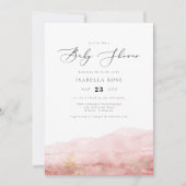 JULIEN | Blush Roze Waterverf Goud Baby shower Kaart (Voorkant)