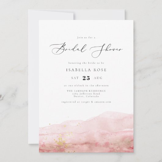 JULIEN | Blush Roze Waterverf Goud Vrijgezellenfee Kaart (Voorkant)