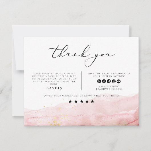 JULIEN | Blush Waterverf Business - Hartelijk dank Kaart (Voorkant)