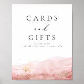 JULIEN Blush Waterverf Gold Kaarten en cadeaubonne Poster (Voorkant)