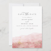 JULIEN Blush Waterverf Smudge Gold Save the Date Kaart (Voorkant)