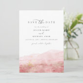 JULIEN Blush Waterverf Smudge Gold Save the Date Kaart (Staand voorkant)