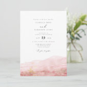 JULIEN | Blush Waterverf Smudge Gold Wedding Kaart (Staand voorkant)