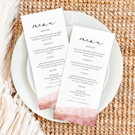 JULIEN Dusty Roos Blush Pink Waterverf Gold Fleck Menu