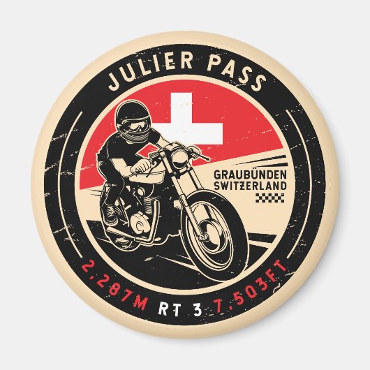 Julier Pass | Zwitserland | Motorfiets Magneet (Voorkant)